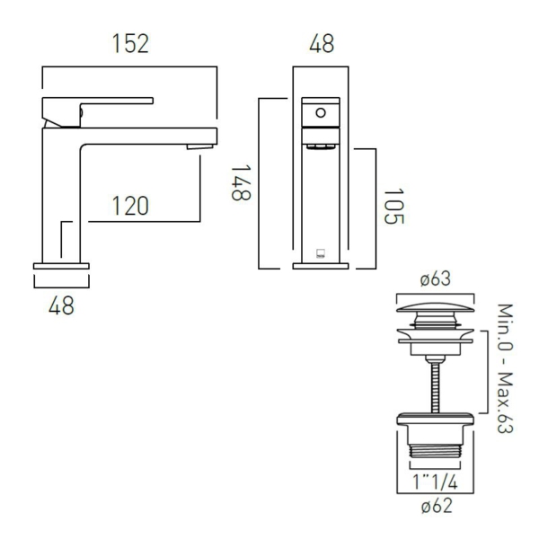 vado Notion bateria umywalkowa brytyjskiej marki Vado w wykończeniu chrom Vado-Notion-Bateria-umywalkowa-z-korkiem-klik-klak-chrom-NOT-200CC-CP
