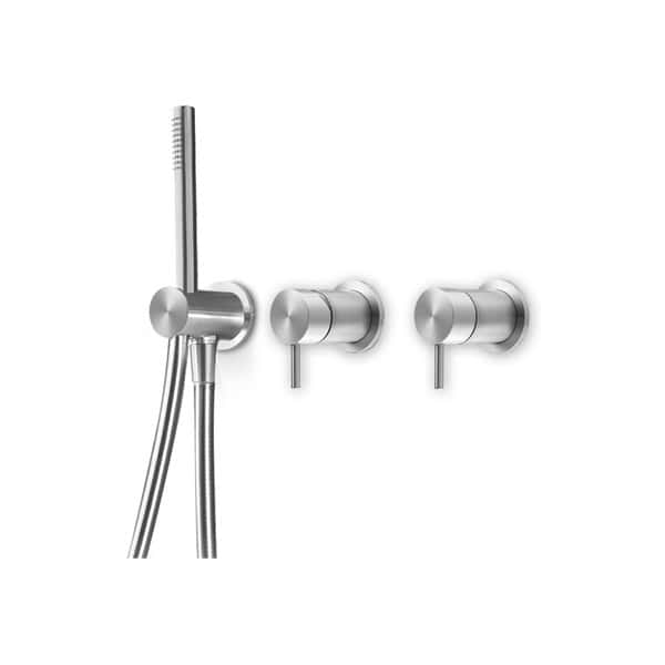 Linki ONE 225 bateria wannowa prysznicowa ze słuchawką prysznicową dwuuchwytowa podtynkowa stal nierdzewna szczotkowana 1 Linki ONE 225 bath mixer with hand shower 2-handle concealed installation stainless steel brushed