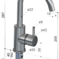 Hotbath Archie AR004 Bateria umywalkowa sztorcowa z obrotową wylewką-rysunek techniczny