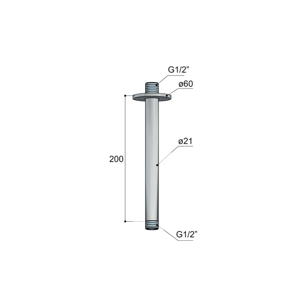 Hotbath Archie AR452 Ramię deszczownicy sufitowe długość 20cm 3 Hotbath Archie AR452 Ramię deszczownicy sufitowe długość 20cm-rysunek techniczny