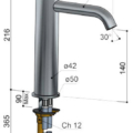 Hotbath Cobber CB003MC Bateria umywalkowa nablatowa stojąca-rysunek techniczny