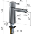 Hotbath Cobber CB003S Bateria umywalkowa sztorcowa-rysunek techniczny
