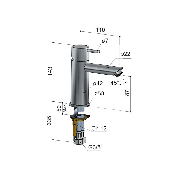 Hotbath Cobber CB003S Bateria umywalkowa sztorcowa 3 Hotbath Cobber CB003S Bateria umywalkowa sztorcowa-rysunek techniczny