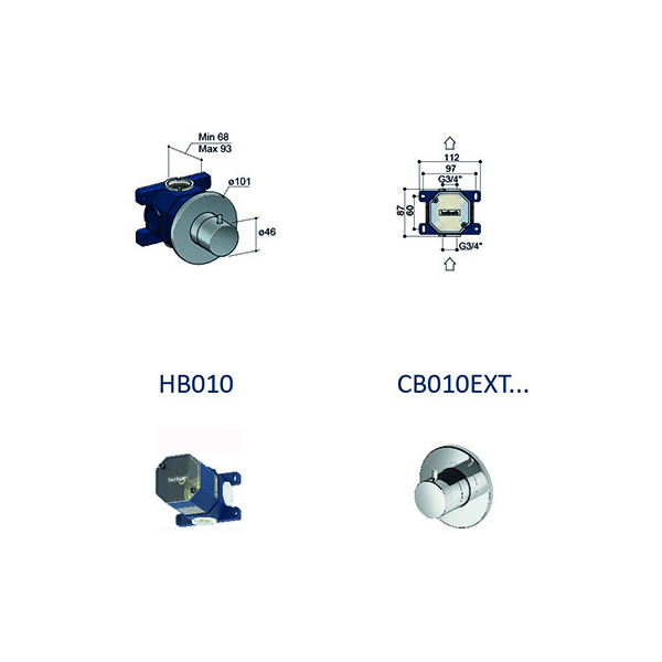 Hotbath Cobber CB010 Zawór zamykający do baterii termostatycznej CB007 2 Hotbath Cobber CB010 Zawór zamykający do baterii termostatycznej CB007-rysunek techniczny