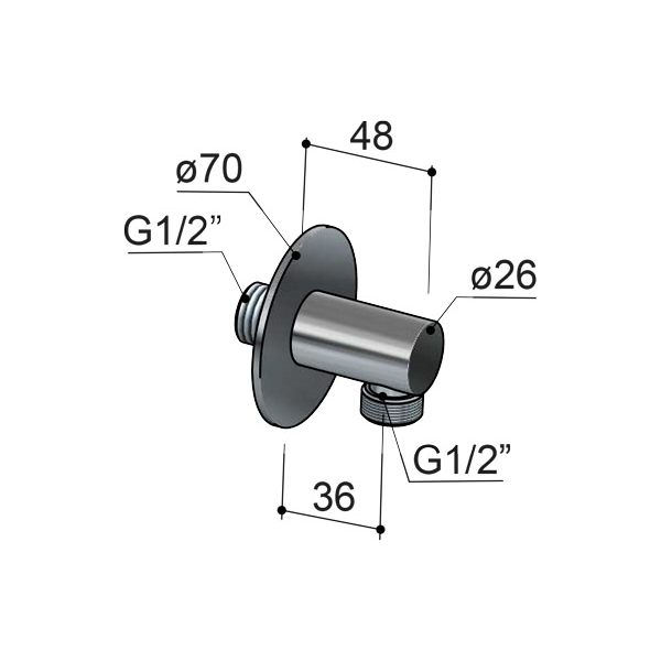 Hotbath Cobber M517 Przyłącze węża prysznicowego - kolanko kątowe 2 Hotbath Cobber M517 Przyłącze węża prysznicowego - kolanko kątowe-rysunek techniczny
