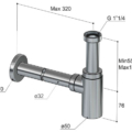 Hotbath Cobber P035 Syfon umywalkowy metalowy-rysunek techniczny