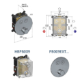 Hotbath Cobber PB009 Bateria prysznicowa podtynkowa termostatyczna 2 obiegowa z przyciskami-rysunek techniczny