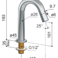 Hotbath Cobber U001 Kran na zimną wodę-rysunek techniczny