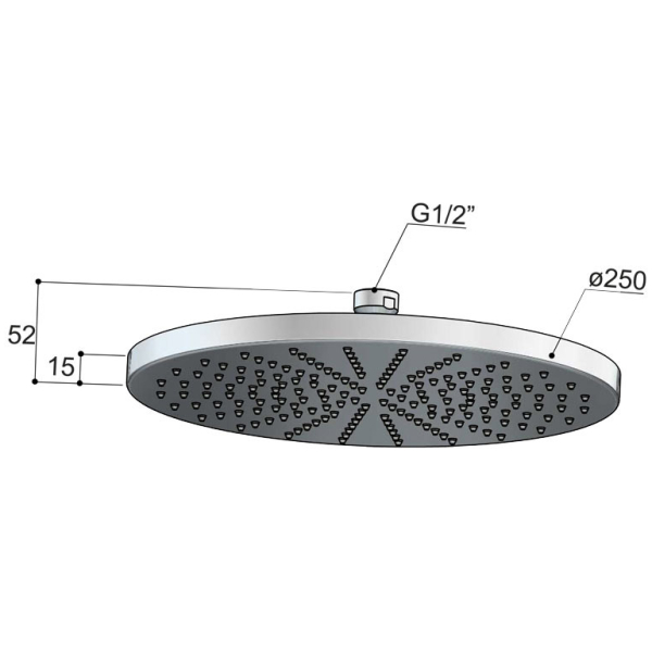 Hotbath Mate M105 Deszczownica okrągła o średnicy 25cm 3 Hotbath Mate M105 Deszczownica okrągła o średnicy 25cm-rysunek techniczny
