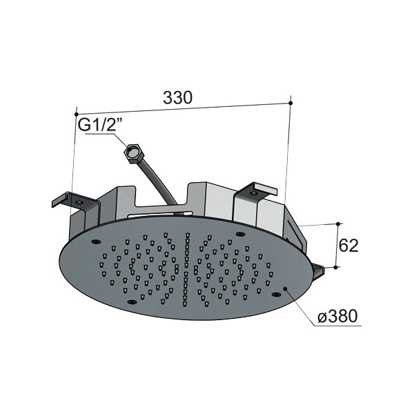 Hotbath Mate M108 Deszczownica sufitowa podtynkowa okrągła średnica 38cm 3 Hotbath Mate M108 Deszczownica sufitowa podtynkowa okrągła średnica 38cm-rysunek techniczny