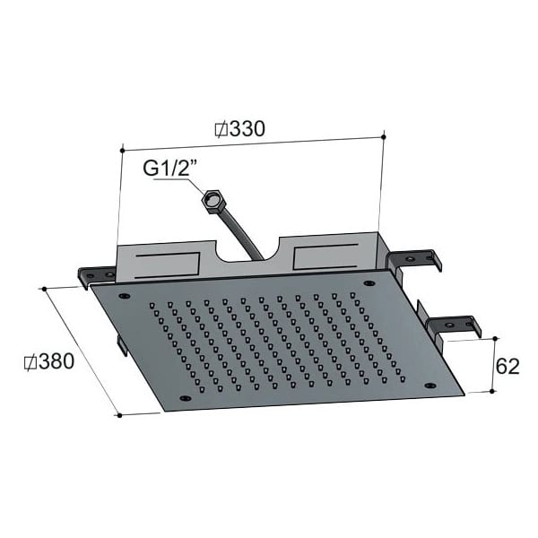 Hotbath Mate M110 Deszczownica sufitowa podtynkowa kwadratowa 38x38cm 3 Hotbath Mate M110 Deszczownica sufitowa podtynkowa kwadratowa 38x38cm -rysunek techniczny