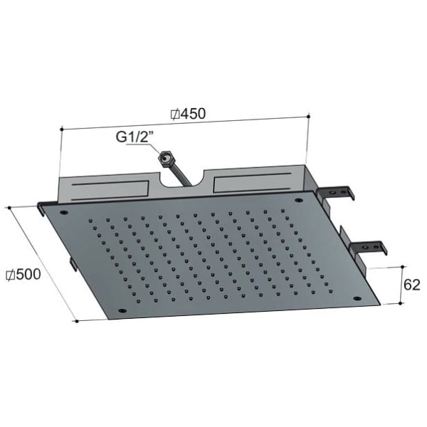 Hotbath Mate M111 Deszczownica sufitowa podtynkowa kwadratowa 50x50cm 3 Hotbath Mate M111 Deszczownica sufitowa podtynkowa kwadratowa 50x50cm -rysunek techniczny