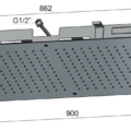 Hotbath Mate M113 Deszczownica sufitowa podtynkowa prostokątna 30x90cm -rysunek techniczny