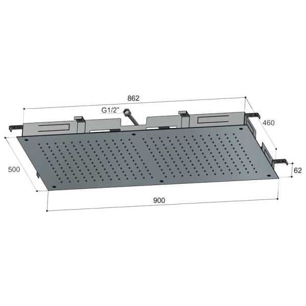 Hotbath Mate M113 Deszczownica sufitowa podtynkowa prostokątna 30x90cm 3 Hotbath Mate M113 Deszczownica sufitowa podtynkowa prostokątna 30x90cm -rysunek techniczny