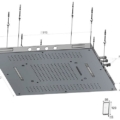 Hotbath Mate M173 Deszczownica sufitowa podtynkowa kwadratowa z wylewką kaskadową, dyszami mgiełkowymi i podświetleniem LED 95x95cm -rysunek techniczny