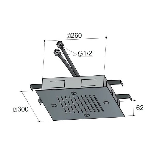 Hotbath Mate M195 Deszczownica sufitowa podtynkowa kwadratowa z dyszami mgiełkowymi 30x30cm 3 Hotbath Mate M195 Deszczownica sufitowa podtynkowa kwadratowa z dyszami mgiełkowymi 30x30cm -rysunek techniczny