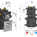 Hotbath Mate MHRQ1 Bateria termostatyczna prysznicowa podtynkowa ze zwiększonym przepływem wody z 1 zaworem zamykającym-rysunek techniczny