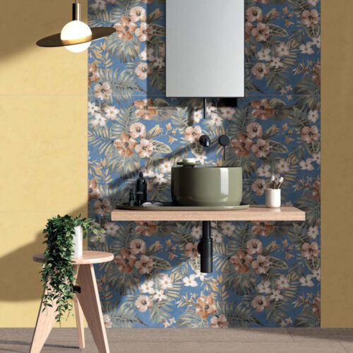 Abk płytki łazienka kolekcja rośliny kolorowe niebieski salon kąpielowy minimal