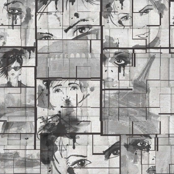 Tapeta-Tecnografica-Comix-kolekcja-Decoratives-black-and-white Tapeta włoskiej marki Tecnografica Comix z kolekcji Decoratives wariant 1 black and white