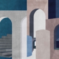 Tapeta włoskiej marki Tecnografica Eleanor z kolekcji Geometric Notes wariant 1 Bluenote