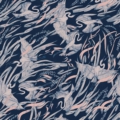 Tapeta włoskiej marki Tecnografica Feanne: Egrets z kolekcji Art Collections wariant 1 Navy