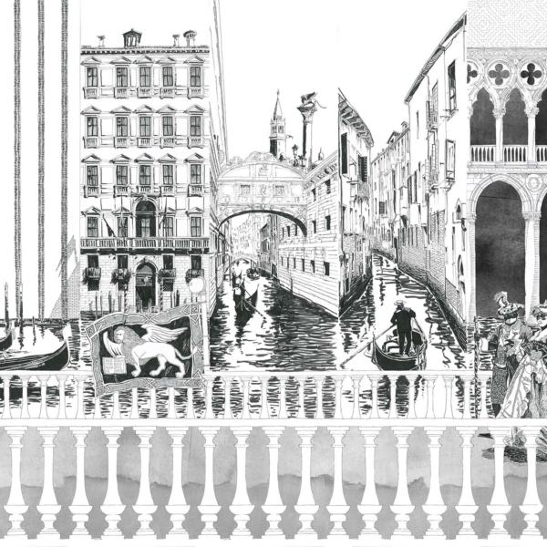 Tapeta-Tecnografica-Marco-Fontana-Venezia-73-kolekcja-Art-Collections-BLACK-AND-WHITE Tapeta włoskiej marki Tecnografica Marco Fontana: Venezia 73 z kolekcji Art Collections wariant 1 BLACK AND WHITE