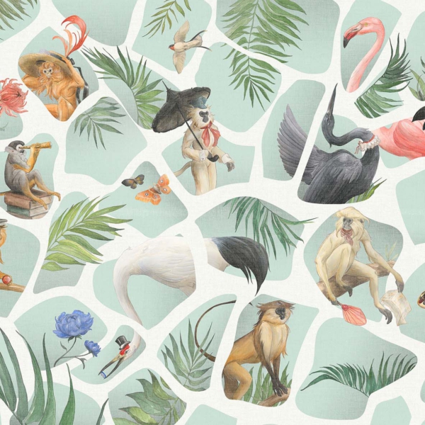 Tapeta-Tecnografica-Rendez-vous-kolekcja-Animalier-mint Tapeta włoskiej marki Tecnografica Rendez-vous z kolekcji Animalier wariant 1 mint