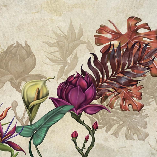 Tapeta-Skinwall-AUTUMN-FLOWERS-754-z-kolekcji-New-Designs-2021-Suite-Collection-1 Tapeta Skinwall AUTUMN FLOWERS 754 z kolekcji New Designs 2021 Suite Collection motywy: liście, rośliny, kwiaty, dżungla, kolory: beżowy, brązowy, pomarańczowy, zielony - wariant 1