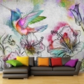 Tapeta Skinwall BEIJAFLOR 64 z kolekcji Animal Attitude motywy: zwierzęta, rośliny, kwiaty, liście, kolory: biały, różowy, zółty, zielony, niebieski, czerwony