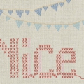 Tapeta Skinwall CROSS STITCH LETTERS 766 z kolekcji New Designs 2021 Suite Collection motywy: litery, geometryczny, dziecięcy, kolory: beżowy, różowy, niebieski - wariant 1