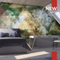 Tapeta Skinwall DIMENSIONAL TEAR 137 z kolekcji New Designs 2021 Unconventional Surfaces motywy: abstrakcja, geometryczny, kolory: szary, zielony, niebieski, żółty
