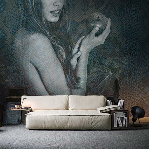 Tapeta Skinwall EVE 90 z kolekcji Natural Beauty motywy: portret, kolory: szary, niebieski, grafitowy, brązowy