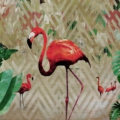 Tapeta Skinwall FLAMINGO BAY 58 z kolekcji Animal Attitude motywy: zwierzęta, liście, rośliny, kolory: beżowy, zielony, czerwony - wariant 1