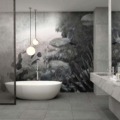 Tapeta Skinwall FLOATING 718 z kolekcji Suite Collection motywy: rośliny, liście, kwiaty, kolory: beżowy, szary, grafitowy