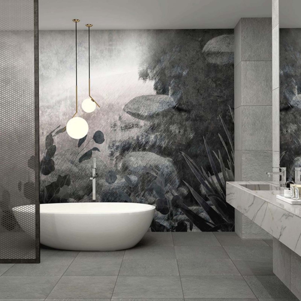 Tapeta-Skinwall-FLOATING-718--z-kolekcji-Suite-Collection Tapeta Skinwall FLOATING 718 z kolekcji Suite Collection motywy: rośliny, liście, kwiaty, kolory: beżowy, szary, grafitowy