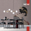 Tapeta Skinwall GEISHA 764 z kolekcji New Designs 2021 Suite Collection motywy: orientalny, portret, kolory: różowy, niebieski, czarny, żółty