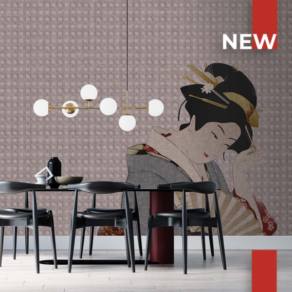 Tapeta-Skinwall-GEISHA-764-z-kolekcji-New-Designs-2021-Suite-Collection Tapeta Skinwall GEISHA 764 z kolekcji New Designs 2021 Suite Collection motywy: orientalny, portret, kolory: różowy, niebieski, czarny, żółty