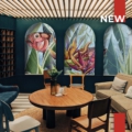 Tapeta Skinwall INTO THE BLUE 757 z kolekcji New Designs 2021 Suite Collection motywy: zwierzęta, dżungla, rośliny, liście, kwiaty, kolory: niebieski, zielony, czerwowny, pomarańczowy, morski