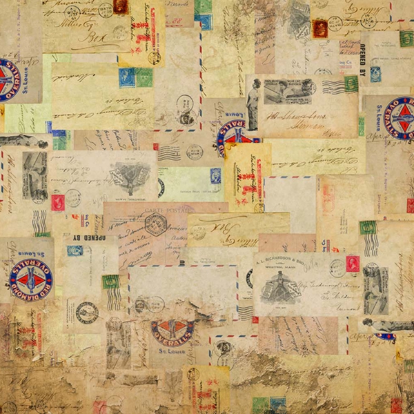Tapeta-Skinwall-LETTER-FROM-THE-PAST-77-z-kolekcji-Travelling-Mind-1 Tapeta Skinwall LETTER FROM THE PAST 77 z kolekcji Travelling Mind motywy: litery, kolory: żółty, beżowy, zielony, brązowy - wariant 1