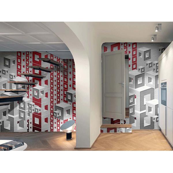 Tapeta-Skinwall-Q-BE-130-z-kolekcji-Unconventional-Surfaces Tapeta Skinwall Q-BE 130 z kolekcji Unconventional Surfaces motywy: miasta mapy, geometryczny, kolory: biały, szary, czerwony