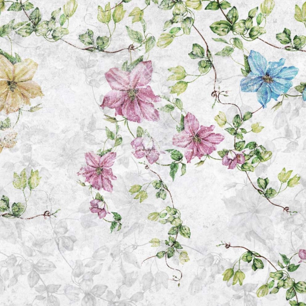 Tapeta-Skinwall-ROMANTIC-DREAM-31-z-kolekcji-Natural-Beauty-1 Tapeta Skinwall ROMANTIC DREAM 31 z kolekcji Natural Beauty motywy: kwiaty, rośliny, liście, kolory: biały, zółty, zielony, niebieski - wariant 1