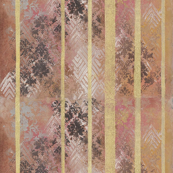 Tapeta-Skinwall-Romantic-748-z-kolekcji-New-Designs-2021-Suite-Collection-1 Tapeta Skinwall Romantic 748 z kolekcji New Designs 2021 Suite Collection motywy: adamaszek, efekt postarzenia, paski, jodełka, kolory: brązowy, beżowy, żółty, różowy - wariant 1