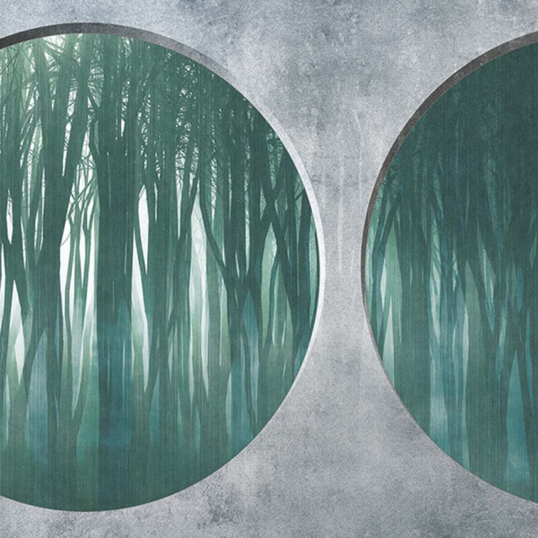 Tapeta-Skinwall-SHADOW-FOREST-134-z-kolekcji-New-Designs-2021-Peeking-Nature-1 Tapeta Skinwall SHADOW FOREST 134 z kolekcji New Designs 2021 Peeking Nature motywy: rośliny, liście, krajobraz, kolory: szary, zielony, żółty - wariant 1