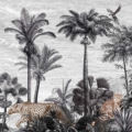 Tapeta Skinwall VINTAGE JUNGLE GHEPARD 740 z kolekcji New Designs 2021 Suite Collection motywy: dżungla, zwierzęta, rośliny, liście, krajobraz, kolory: biały, beżowy, brązowy - wariant 1