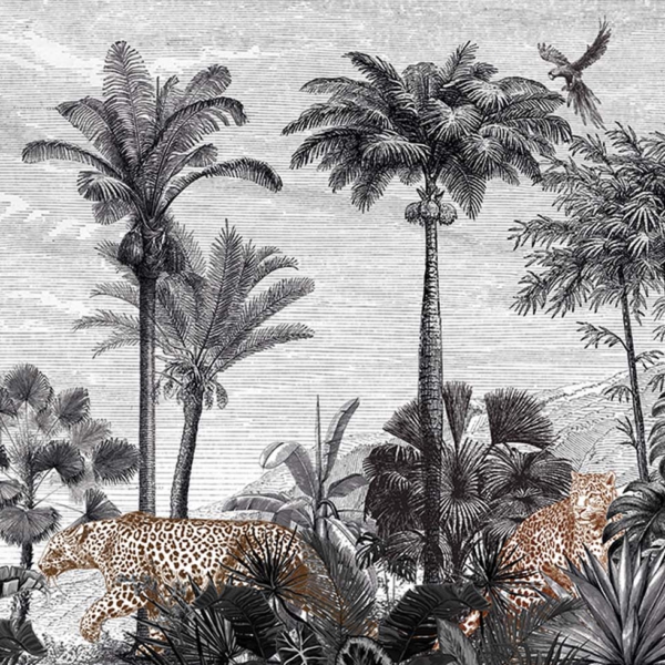 Tapeta-Skinwall-VINTAGE-JUNGLE-GHEPARD-740-z-kolekcji-New-Designs-2021-Suite-Collection-1 Tapeta Skinwall VINTAGE JUNGLE GHEPARD 740 z kolekcji New Designs 2021 Suite Collection motywy: dżungla, zwierzęta, rośliny, liście, krajobraz, kolory: biały, beżowy, brązowy - wariant 1