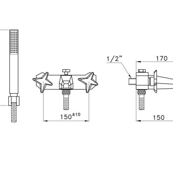 Stella-Stella-3267-304-rys-techniczny Stella Stella 3267-304 Bateria wannowo prysznicowa ścienna natynkowa ze słuchawką prysznicową