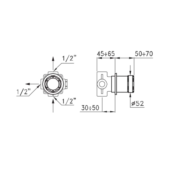 Stella-Timeaster-0-153-52-rys-techniczny Stella Timeaster 0-153-52 Bateria prysznicowa podtynkowa dwuobiegowa z przełącznikiem na dwa obiegi