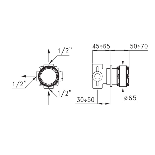 Stella-Timeaster-0-153-65-rys-techniczny Stella Timeaster 0-153-65 Bateria prysznicowa podtynkowa dwuobiegowa z przełącznikiem na dwa obiegi