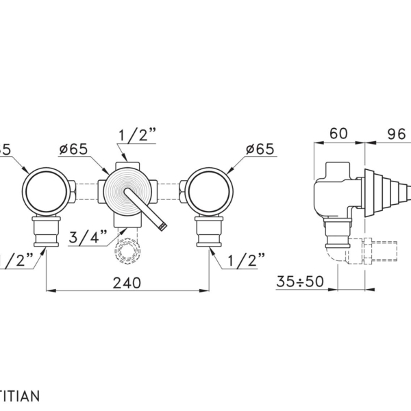 Stella-Titian-3254-rys-techniczny Stella Titian 3254 Bateria wannowo prysznicowa podtynkowa ręczny przełącznik