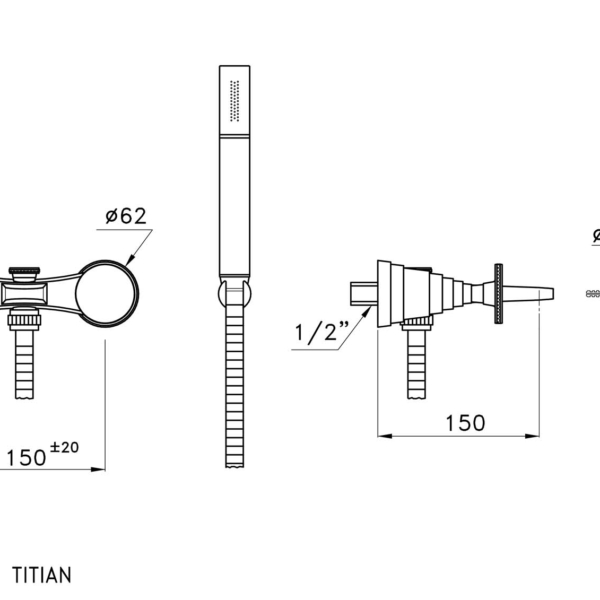 Stella-Titian-3267-304-rys-techniczny Stella Titian 3267-304 Natynkowa bateria wannowo prysznicowa ścienna ze słuchawką